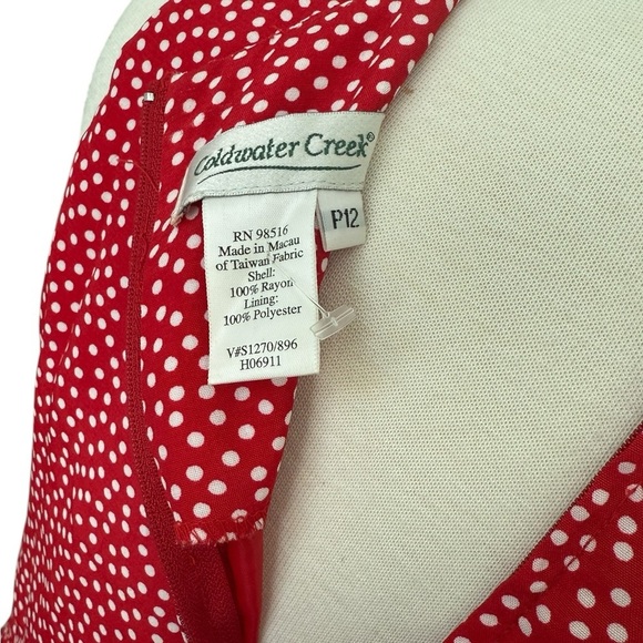 New Coldwater Creek Dress Zip Back Red White
Polka Dot Sleeveless Dress Size 12P - Picture 6 of 8